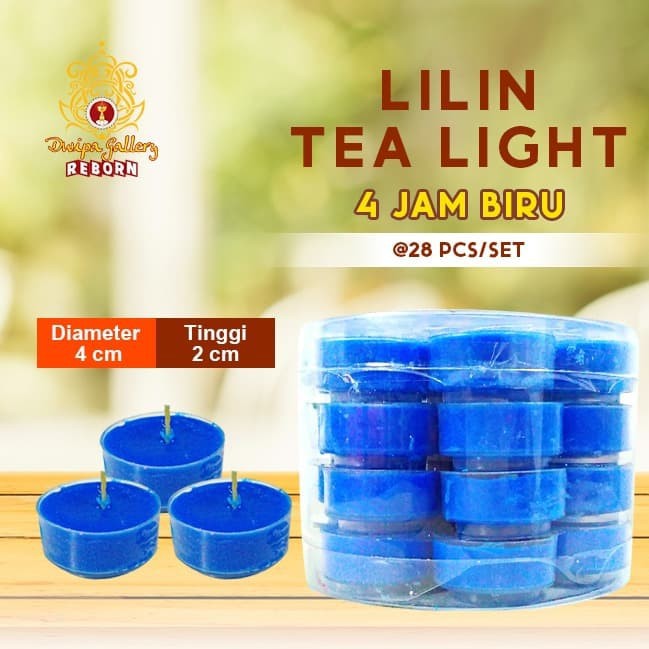 Lilin Tea Light (Tealight) Stearin 4 Jam @28 pcs/set Biru