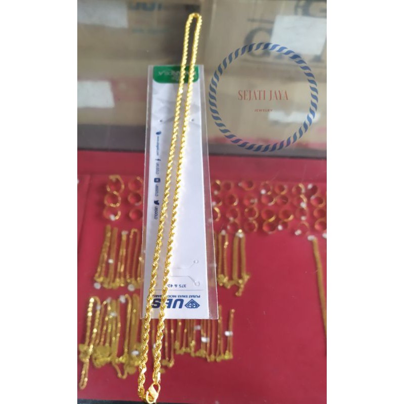 Kalung tambang long (panjang) emas kadar 375
