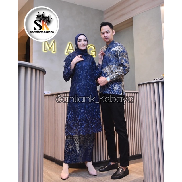 Set Kebaya Tunik Couple Kemeja Batik Pria Stelan Kebaya Couple Kondangan Kebaya Tunik Couple Kebaya Wisuda Couple Terbaru By Santiank_Kebaya