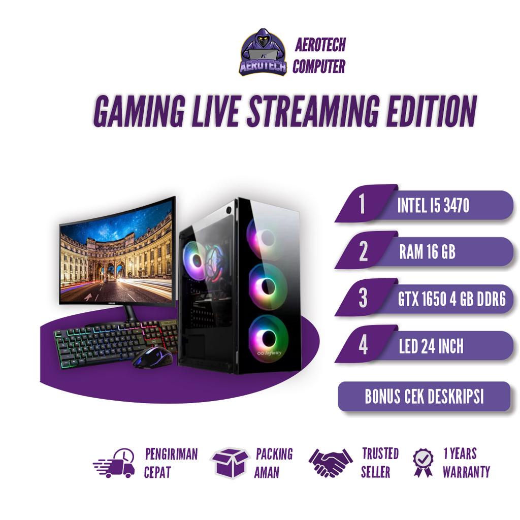PC RAKITAN GAMING I5 3470 | RAM 16 GB | VGA GTX 1650 4 GB | LED 24 INCH GARANSI 1 TAHUN
