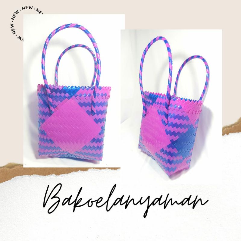 Tas Anyaman Bahan Kaca Kombinasi Warna Campur