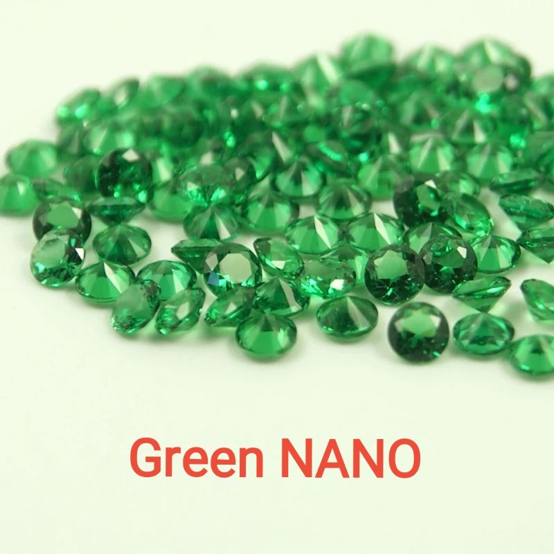 5 pcs Permata Tabur Diamond Green Nano Lab 0.8 mm - 2 mm