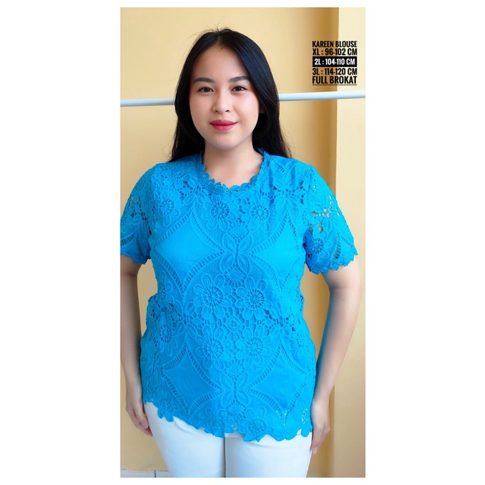 d 1182 blouse atasan wanita brukat blus cewe lengan pendek / fashion wanita jumbo kekinian murah / b