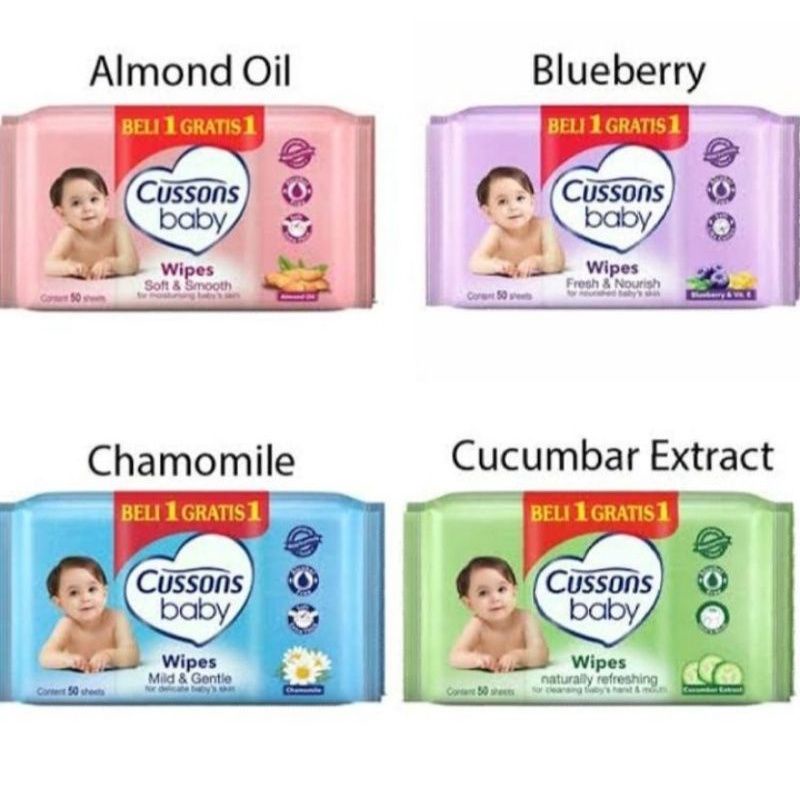 Cussons Baby Wipes || Tisu Basah Bayi Ganti Popok 45 Sheet Buy 1 Get 1