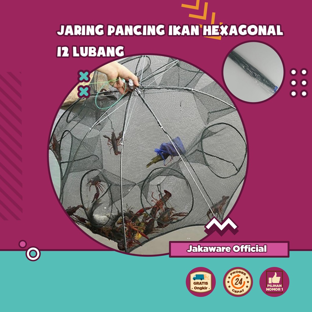 JARING PANCING IKAN HEXAGONAL 12 HOLE FISHING NET TRAP CAGE PERANGKAP BUBU PAYUNG JALA UDANG KEPITIN
