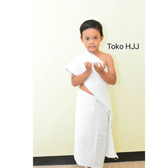 kain ihram baju ihrom anak tk/paud non instan plus tali + peniti