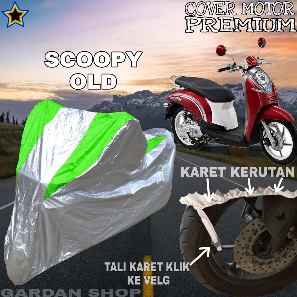 Sarung Motor SCOOPY OLD Silver HIJAU Body Cover Penutup Pelindung Motor Scoopy PREMIUM