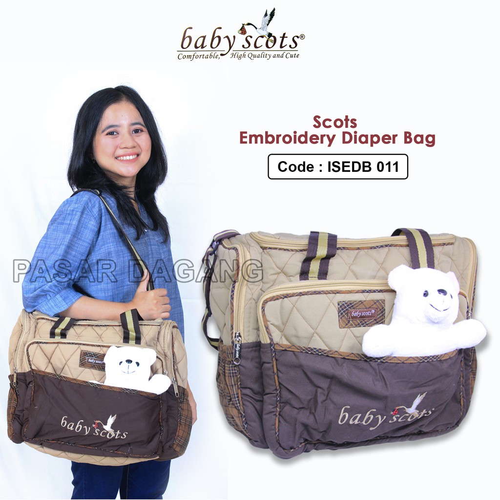 Tas Baby Scots Large Diapers Bag / Tas Perlengkapan Bordir Bonekah Besar - ISEDB011