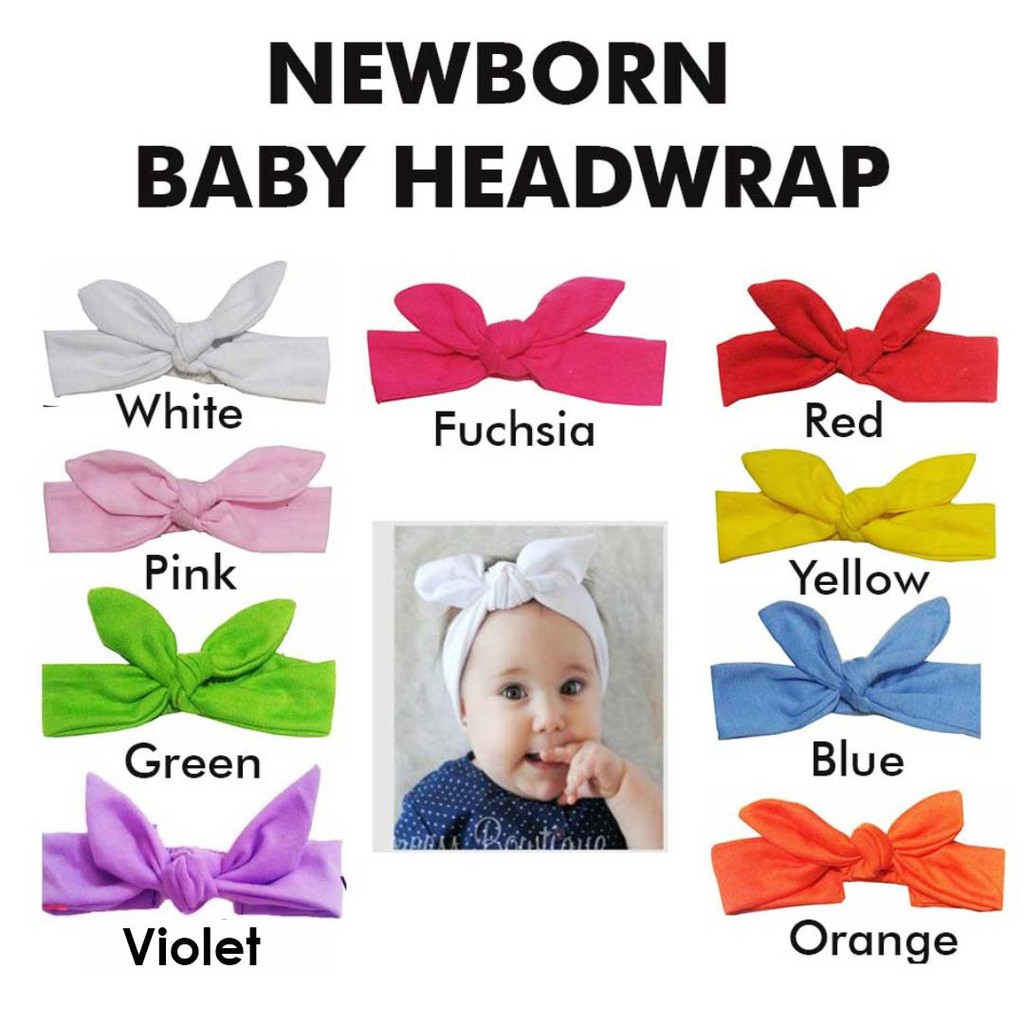NB Bandana Bayi BABY HEADWRAP POLOS Head wrap bayi newborn Head Band headband tali kepala pita rambut new born hw merah pink putih kuning hijau ungu orange biru fanta