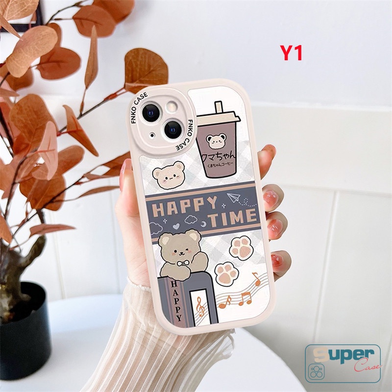 Case OPPO A17 A95 A15 A12 A57 A16 A78 A58 A17K A15s A96 A3S A55 A94 A16K A1K A31 A9 A5 A54 A5S A76 A7 A92 A74 A53 A33 A16E Reno 5F 8T B5 7 6 4 Beruang Kartun Lucu Soft Cover Teh Susu