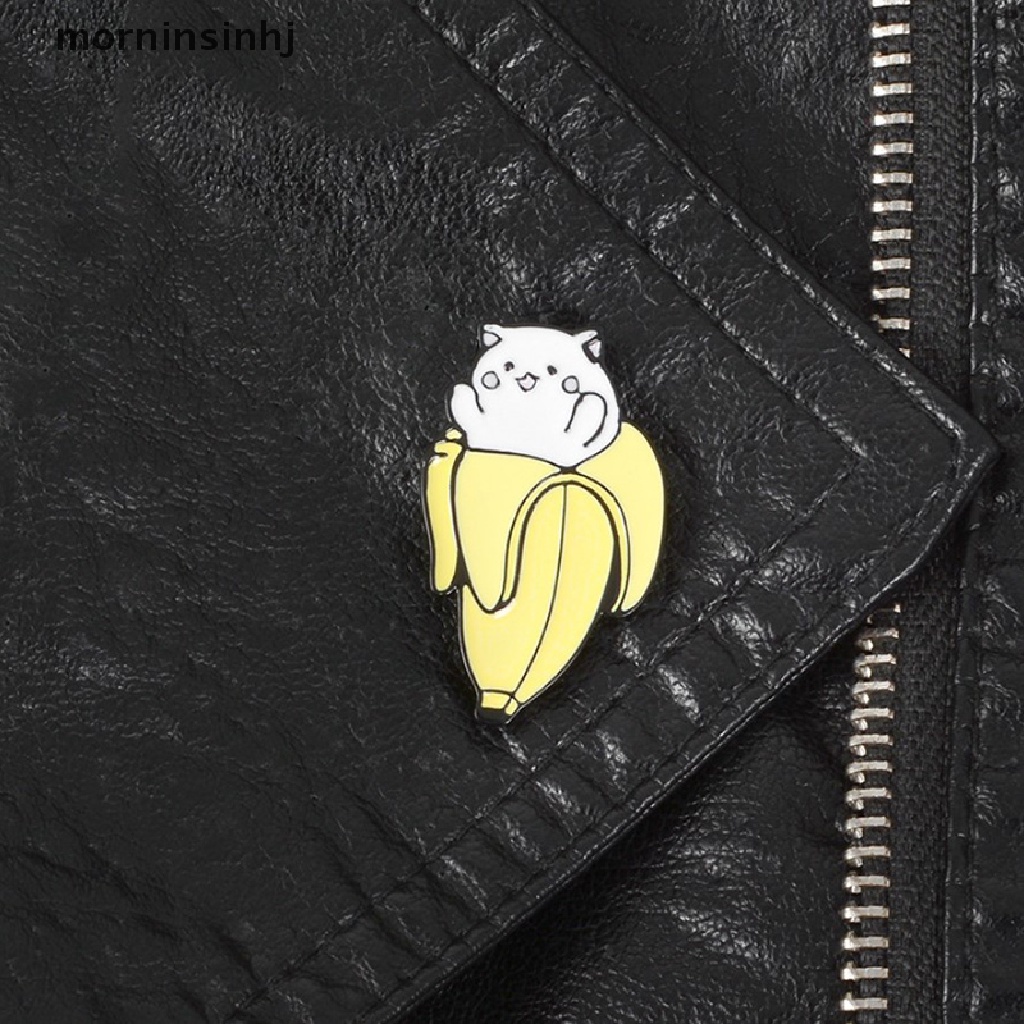 Mornin Bros Pin Enamel Bentuk Pisangkucing Kartun Untuk Aksesoris Fashion