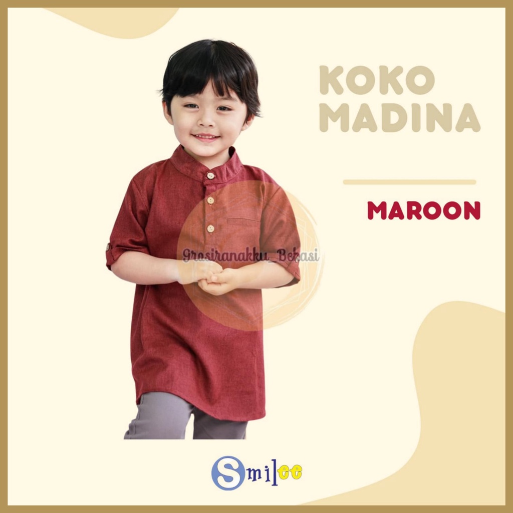 Koko Anak Madina Smilee Maroon Size 1-5Tahun