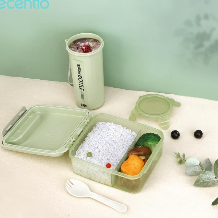 ecentio tempat makan anak/lunch box set anti tumpah/kotak makan portable/dan botol minum anti-bocor 