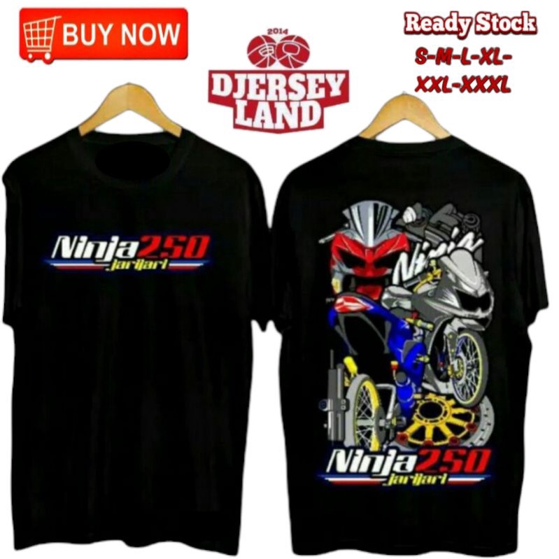 KAOS DISTRO MOTOR NINJA 250 JARI-JARI SABLON DTF BAHAN COTTON COMBED PREMIUM