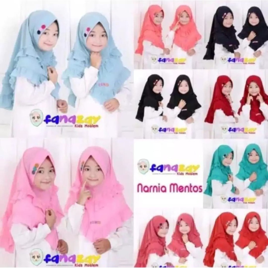 ALFATIH STORE / Jilbab Anak Rempel 2 Layer Ped Kancing 3 / hijab jilbab Anak Murah