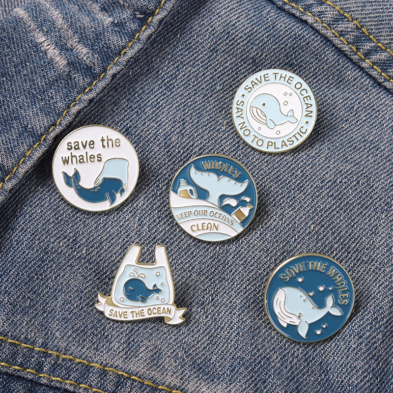 Whale Bros Pin Enamel Bentuk Ikan Paus Kartun 5 Model Untuk Hadiah Teman