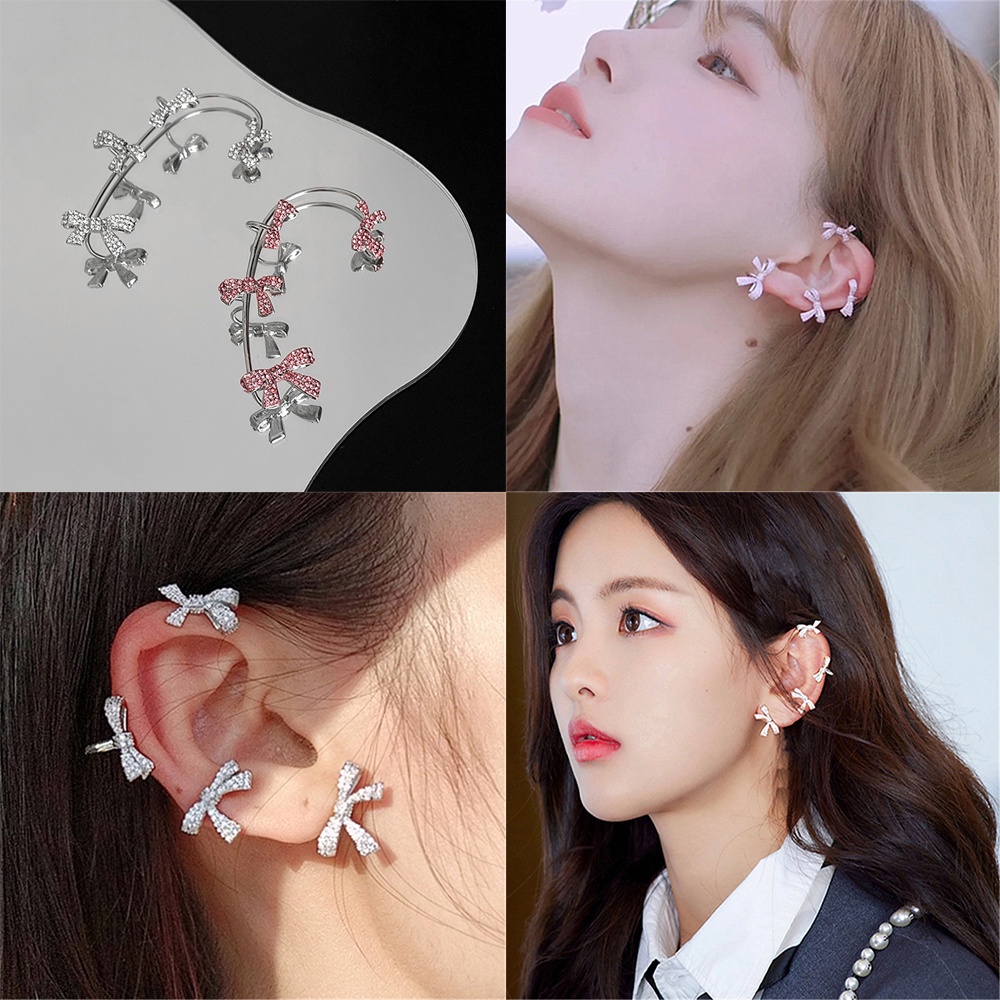 【COD Tangding】1pc Bow Fairy Earrings Without Pierced Sweet Temperament Fashion Earclip Jewelry Women