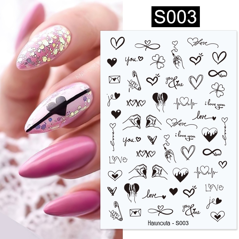 Stiker Kuku 3D Motif Bunga / Daun / Garis Untuk Dekorasi Nail Art DIY