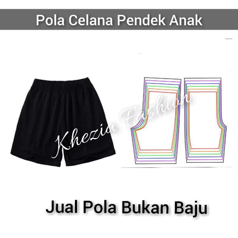Pola Celana Pendek Anak Pinggang Karet  Size S M L XL (Jual Pola Bukan Celana)