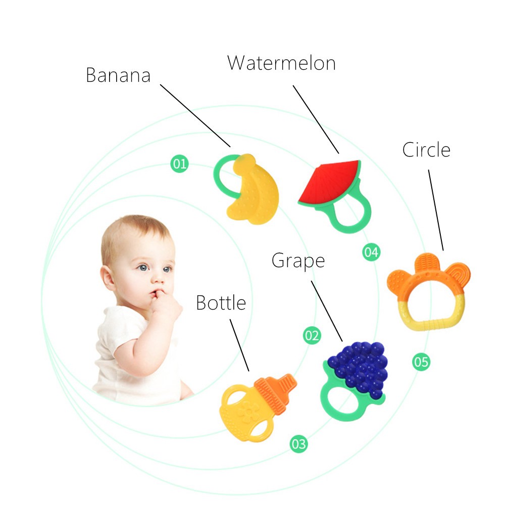 Baby Fruit Teether Gigitan Bayi Bentuk Buah / Mainan Bayi Bentuk Buah Silicone Anak Bayi / BIC