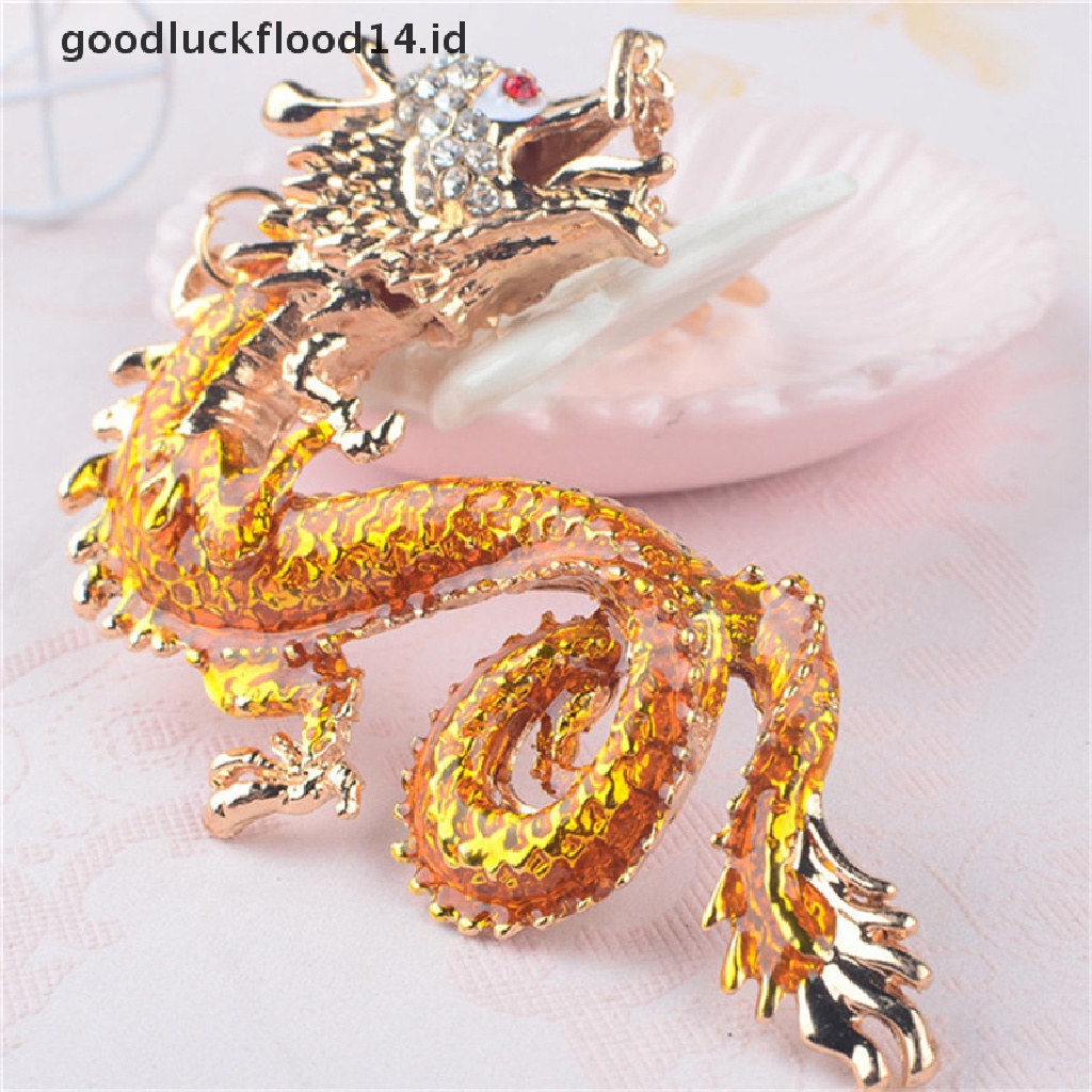 [OOID] 1Pc Dragon Key Rings Chains Holder Simulated Pearl Crystal Animal Keychains ID
