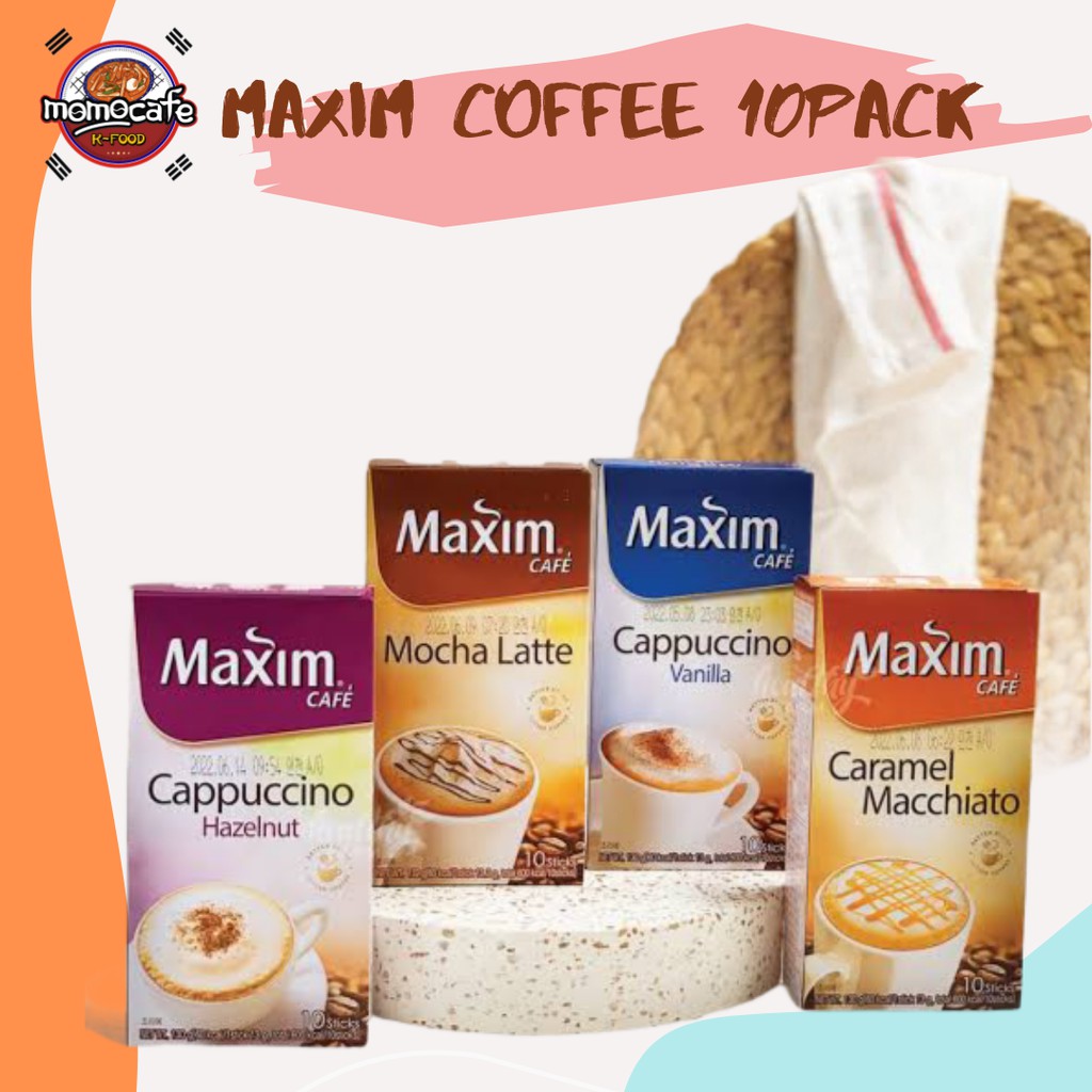 

Maxim Coffee Caramel Machiato, Mocha latte, Cappucino 10Pcs Made In Korea