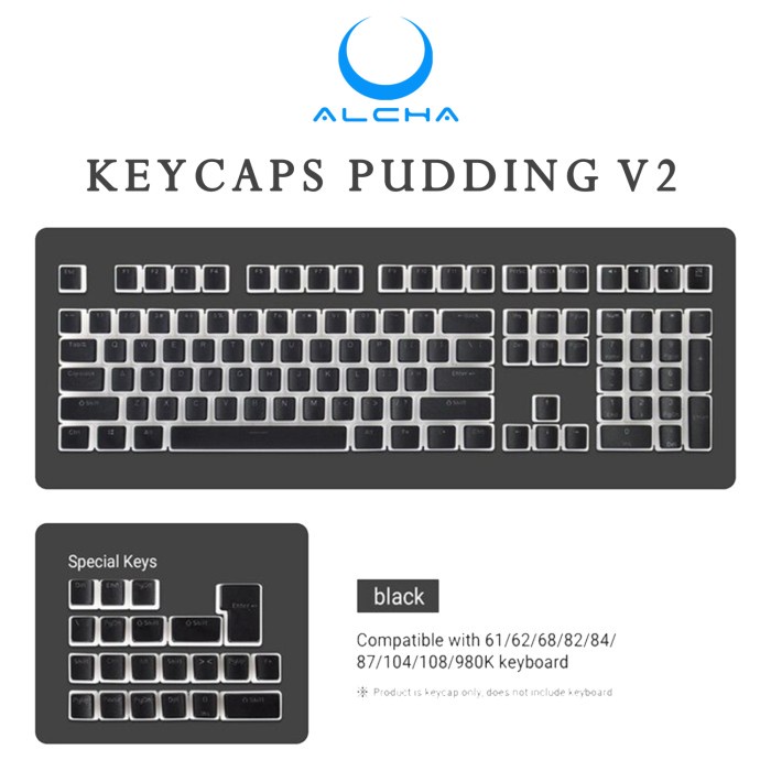 ALCHA KEYCAPS PUDDING / PUDING BACKLIT MECHANICAL KEYBOARD BLACK