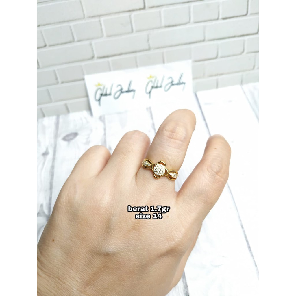 CINCIN BUNGA MANGKUK MATA GOLD PERAK ASLI S925 GLOBAL JEWELLERY CH012