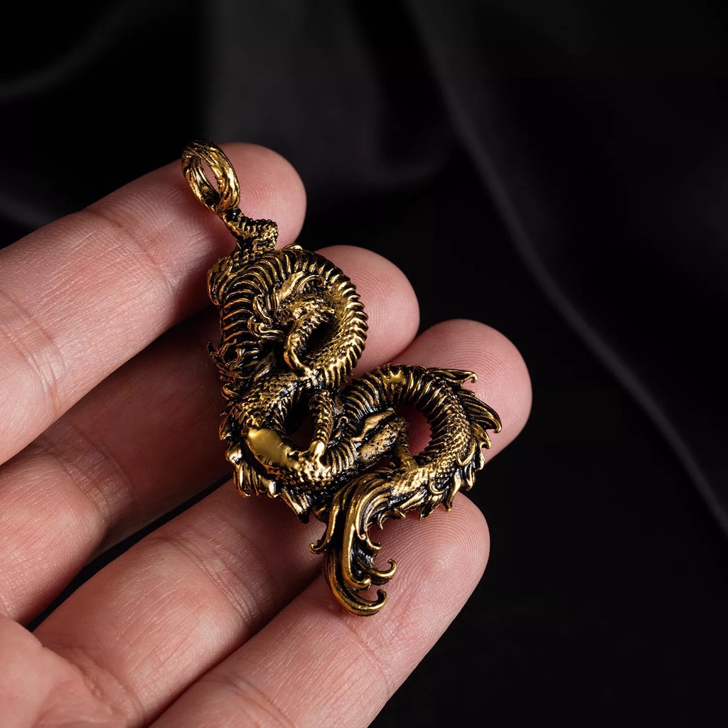 Kalung Rantai Panjang Liontin Naga Gaya Cina Vintage Untuk Wanita