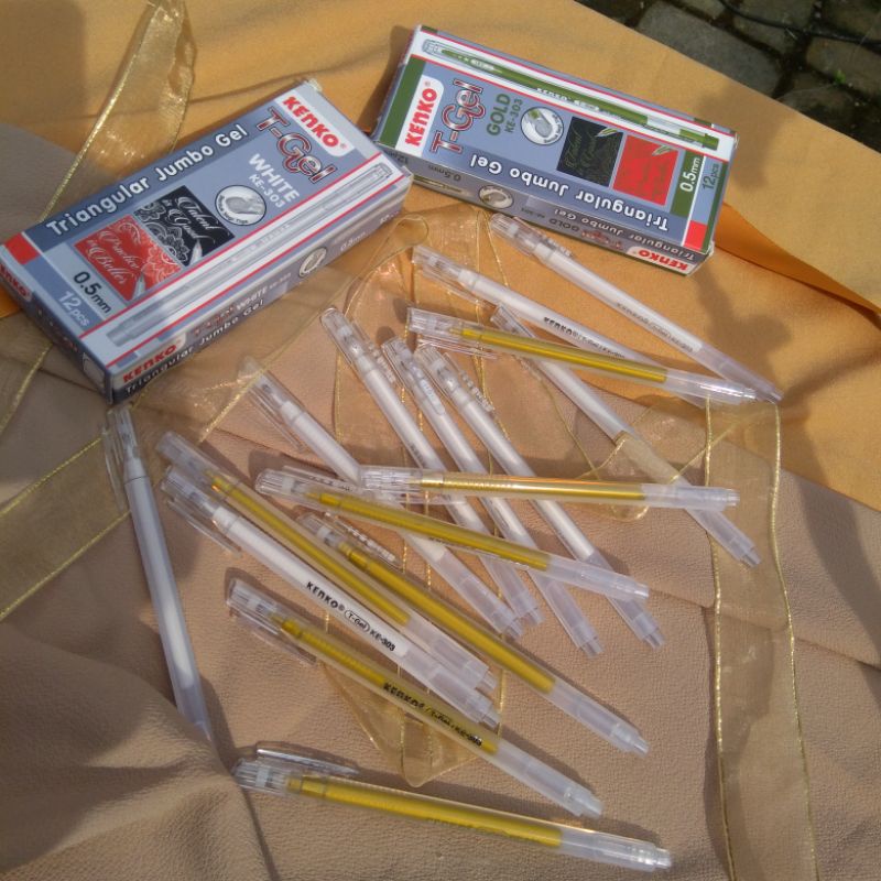 

PULPEN/BULPOIN/PEN GEL KENKO 0,5MM WHITE GOLD/TINTA EMAS/TINTA PUTIH