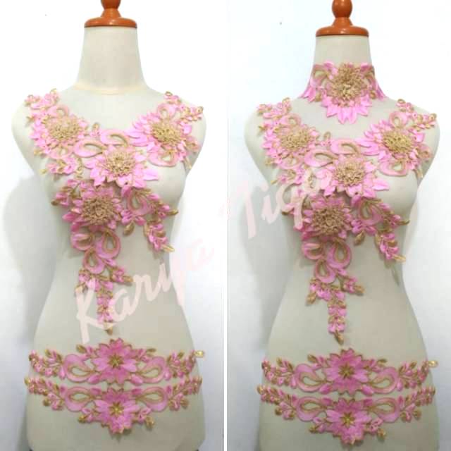 Renda Bordir Dahlia Set Pink