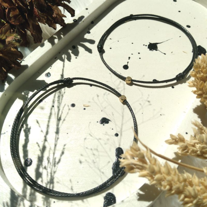 Gelang Tali Pria & Wanita / Gelang Tali Korea Simpel [BELI 10 GRATIS 1] Gelang Tali Tipis Hitam Eleg