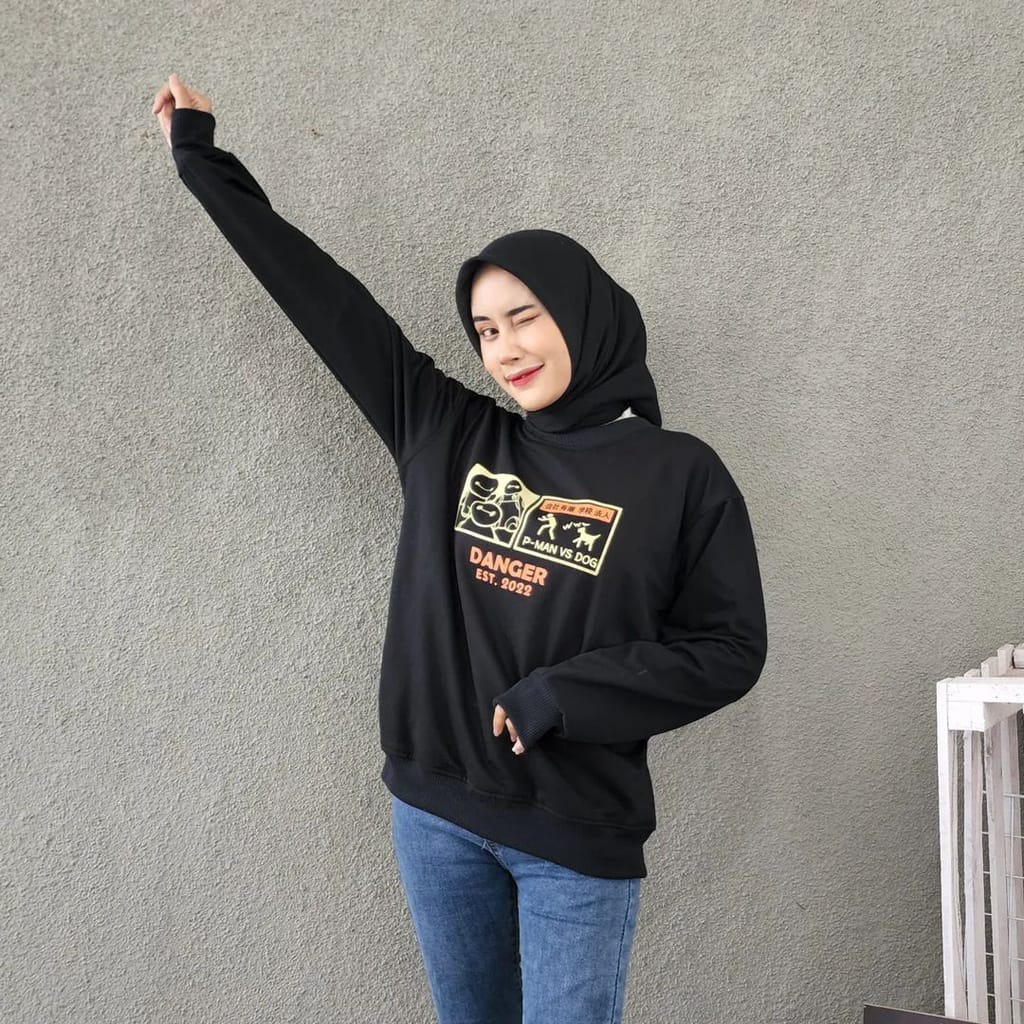 DANGER CREWNECK UNISEX BAHAN FLEECE