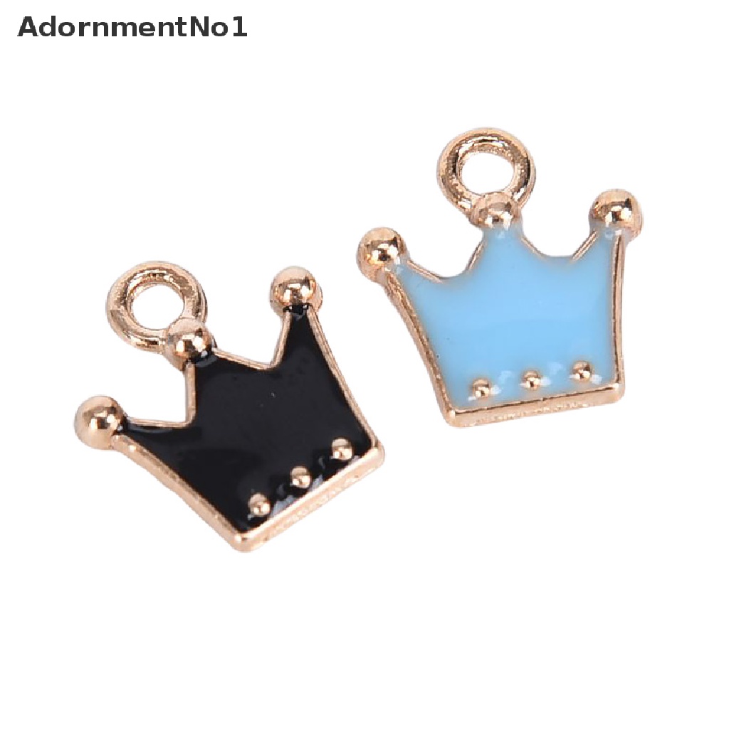 (AdornmentNo1) 10pcs / Set Liontin Enamel Bentuk Mahkota Kecil Bahan Alloy Untuk Kerajinan Tangan DIY