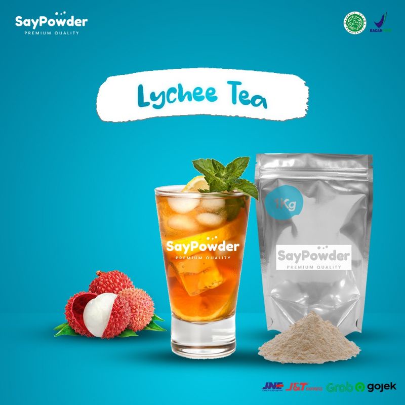 Serbuk minuman kekinian rasa Lychee Tea BPOM dan Halal  bubuk minuman best seller minuman bubuk premium powder