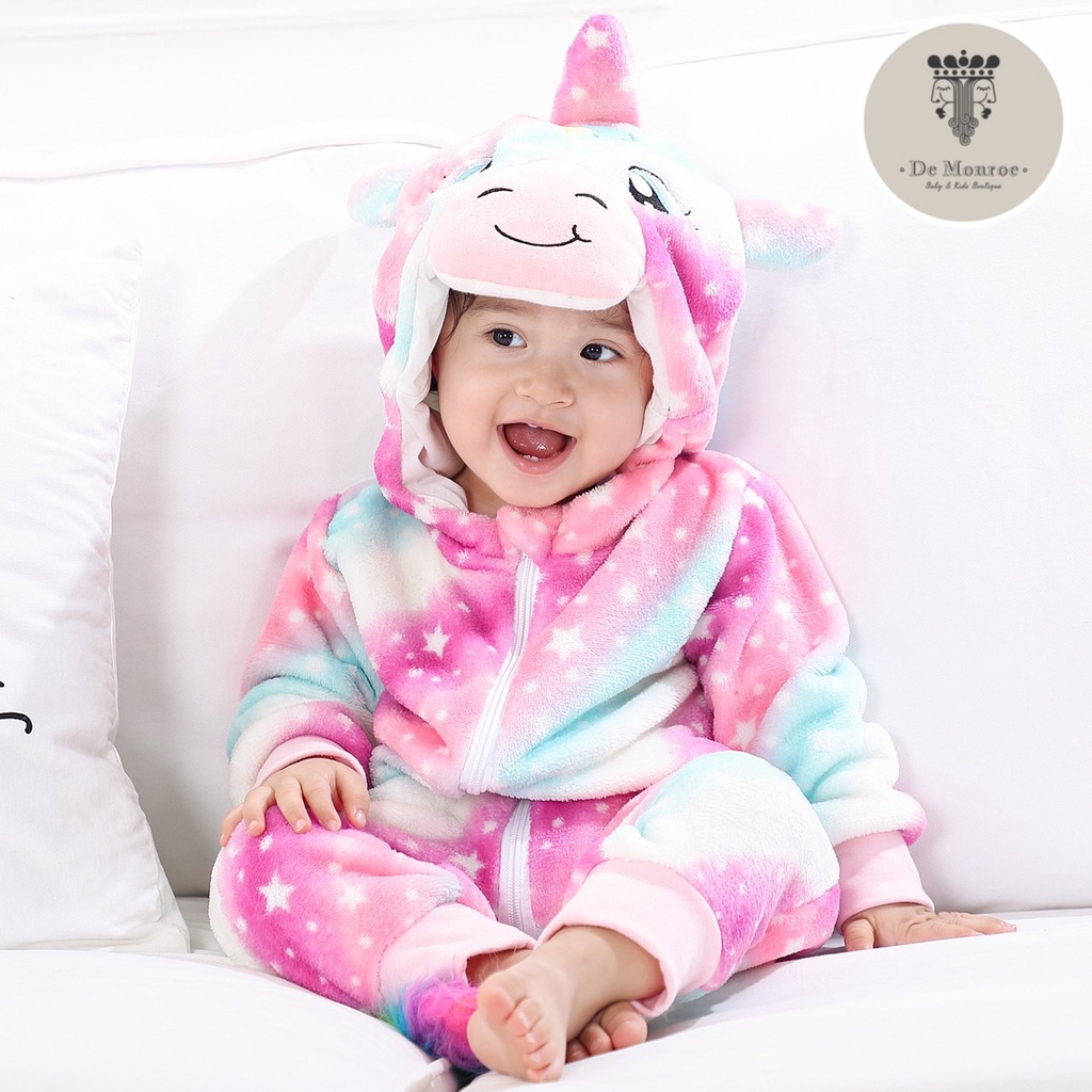 De Monroe Baby Costume Kostum Baju bayi Onesie Anak animal Hewan Rainbow Unicorn Kuda Ponny Pony Pon
