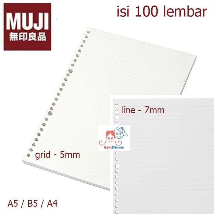 

Kertas / Muji - Loose Leaf Paper A5/B5/A4 - Line / Grid / Dot / Blank - Kertas - Promo A5 Grid