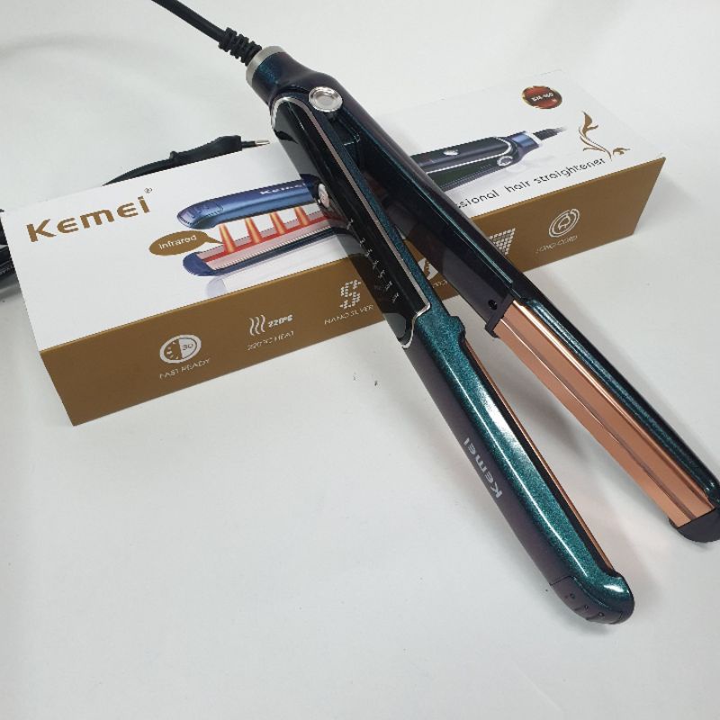 Alat catok Rambut Kemei Hair straightener Rebonding 2in1 Lurus Curly Keriting Blow Asli Murah Km460