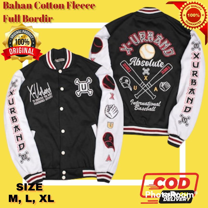 jaket varsity original x urban absolute jacket baseball pria wanita bomber full bordir atasan cowok 