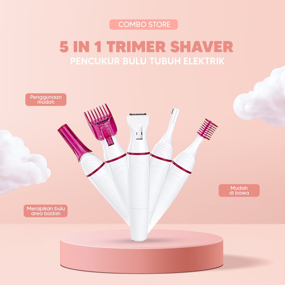 Alat Pencukur Bulu Kemaluan Kumis Ketiak Rambut 5 in 1 Trimmer Shaver Elektrik Gn-062