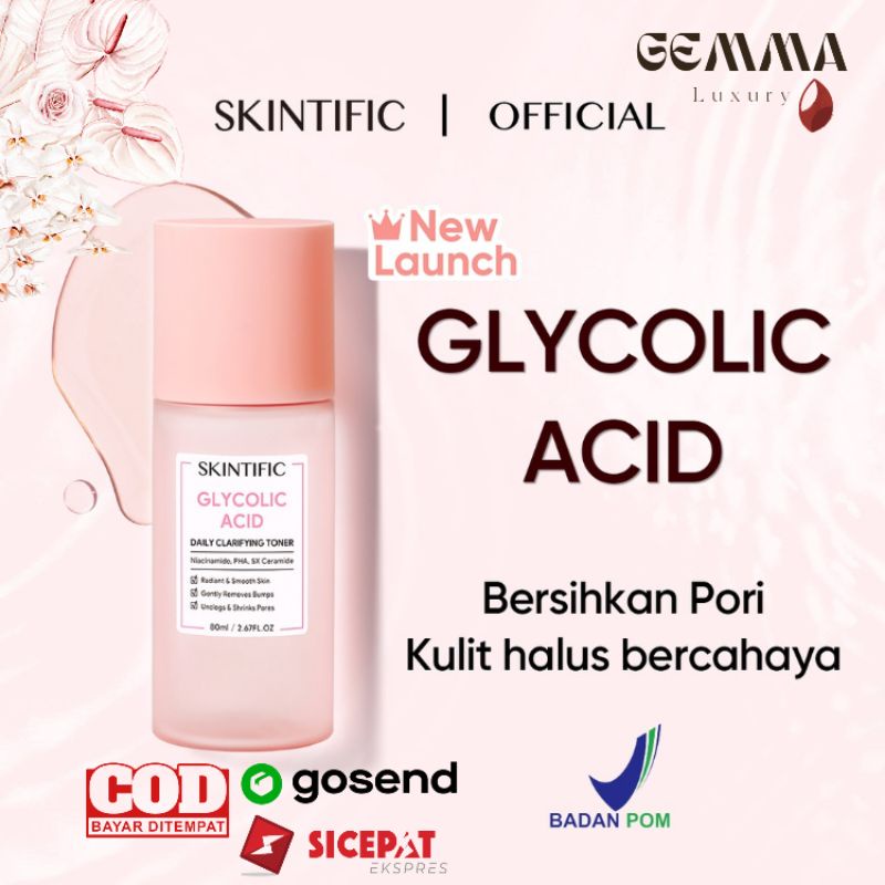 (GOSEND/COD) SKINTIFIC GLYCOLIC ACID DAILY CLARIFYING TONER 80ML BPOM