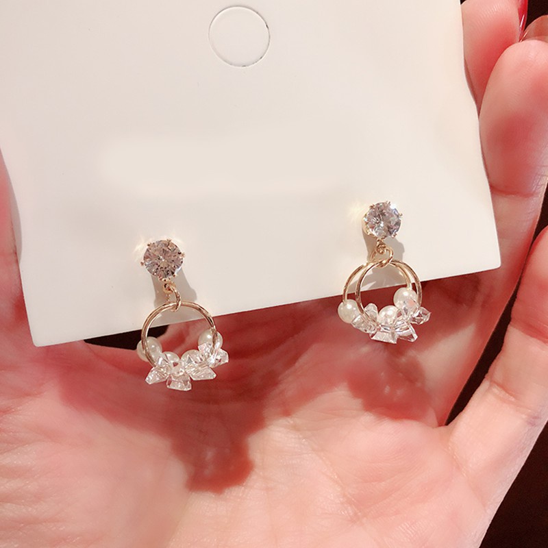 Anting Tusuk Sterling Silver 925 Simple Gaya Korea Dengan Mutiara Untuk Wanita