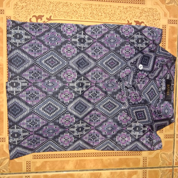 Credomenstore Kemeja Batik Songket Pria Diamond Hitam Lengan Panjang / Baju Cowok