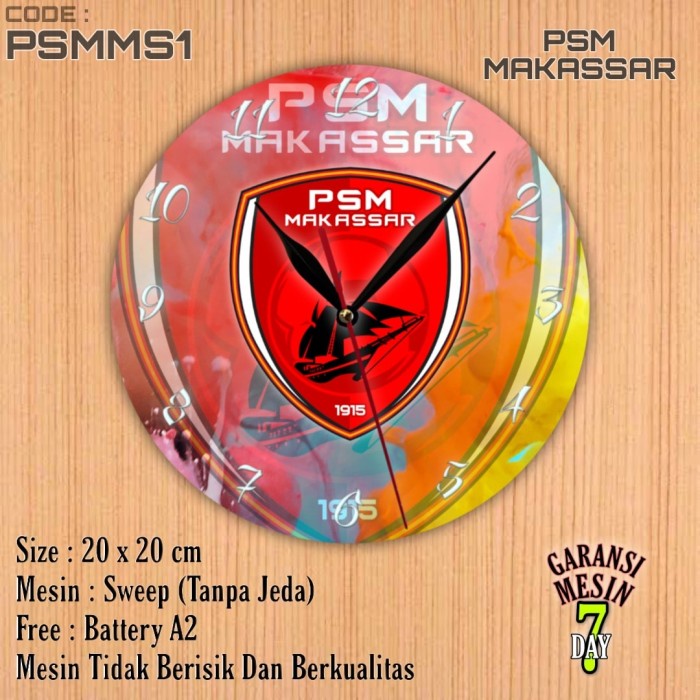 Jam Dinding PSM MAKASSAR Team Club Klub Sepak bola PSM MAKASSAR