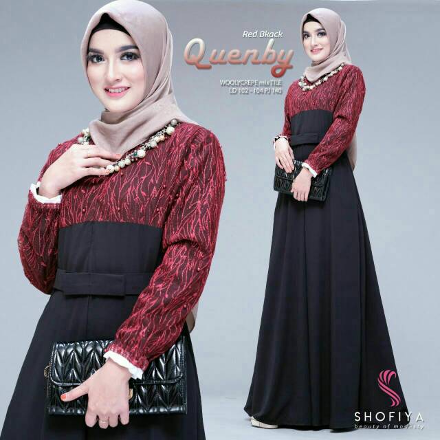 Gamis Pesta Jumbo LD 120 Quenby Ori Shofiya Gamis Brukat Prita Syar'i asdf Muslim Wanita Terbaru A