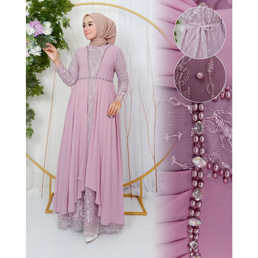 Gamis Kebaya Diana Brukat Modern / Kebaya Gamis Pesta Mewah / Gamis Bridesmaid / Gamis Modern