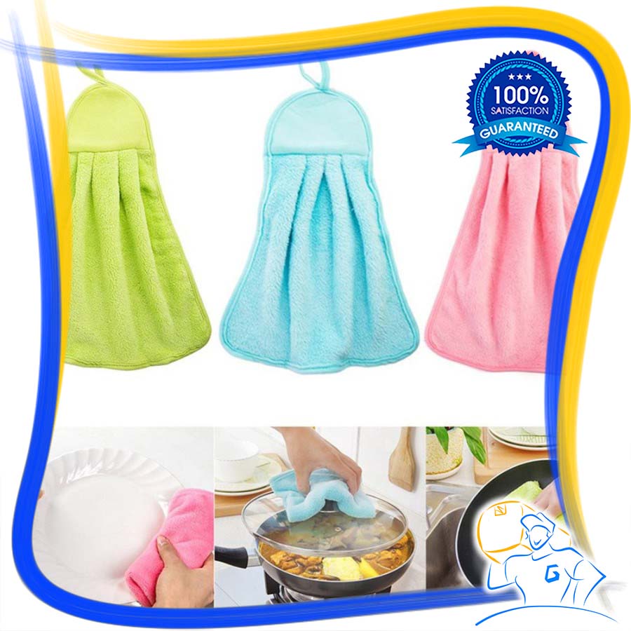 Lap Tangan Handuk Gantung Polos Bahan Serap Air Handuk Tangan Microfiber Kain Lap Tangan Dapur Hand Towel Gantung Polos