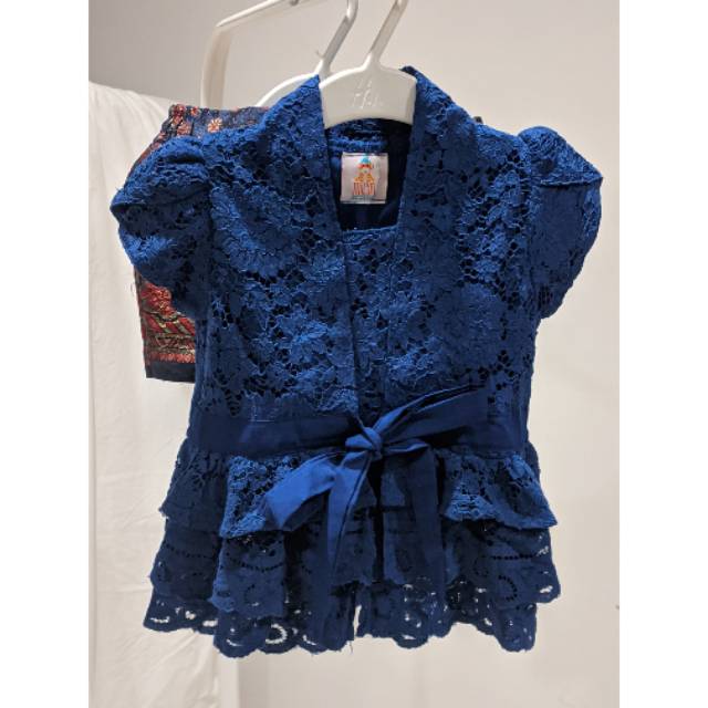 Set Kebaya & Rok songket Anak Bayi Perempuan Biru Tua - usia 1- 1.5 tahun