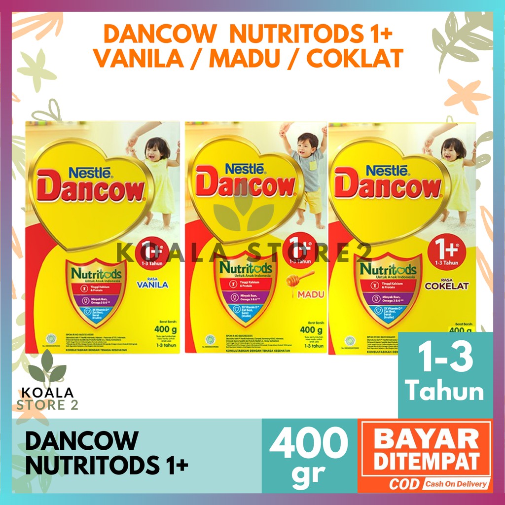Susu Dancow Nutritods 1+ Vanila Madu Coklat 400 gram / Susu Formula Anak Balita Usia 1 - 3 Tahun