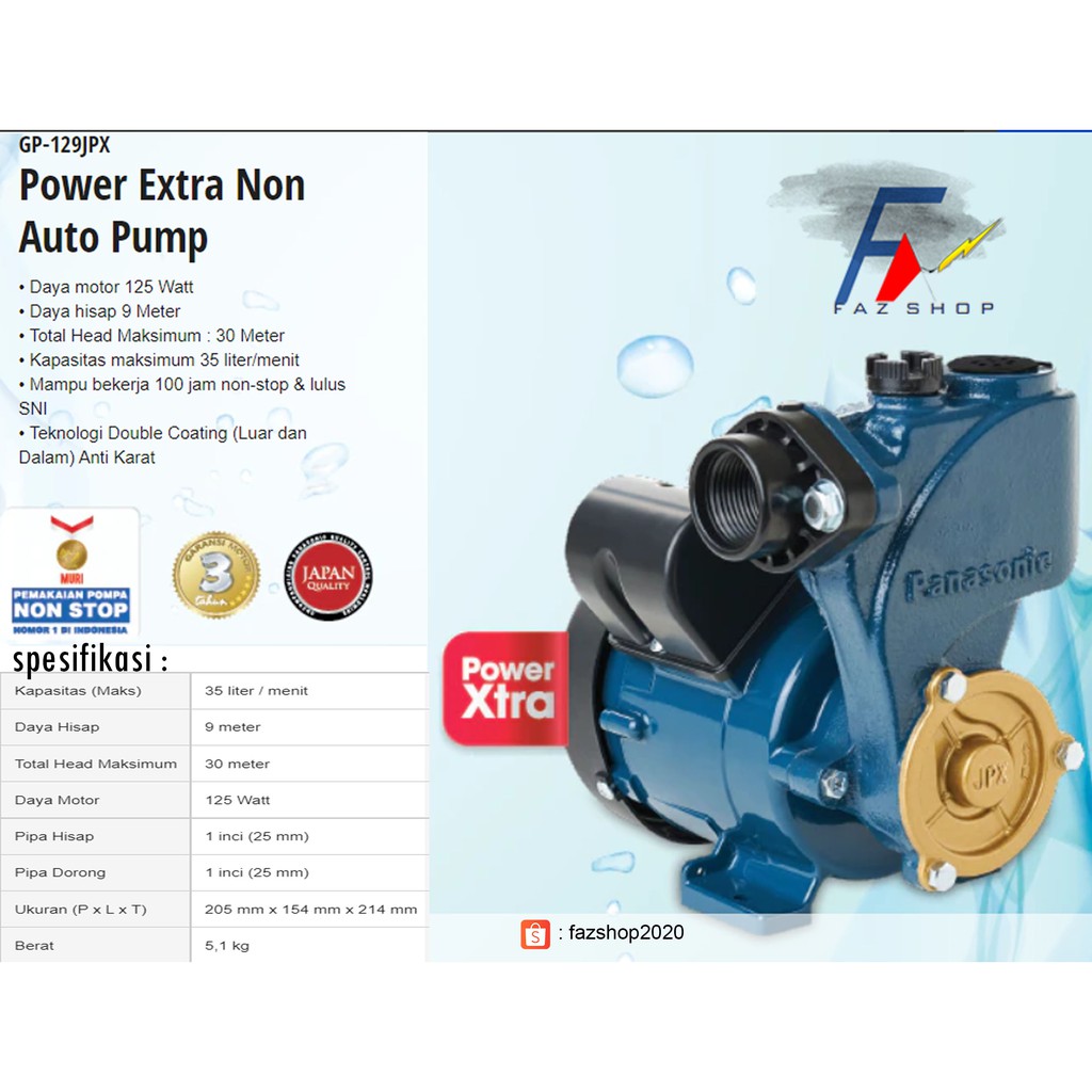 Pompa Air Panasonic GP 129 JPX Sumur Dangkal
